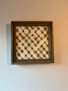 Anthropologie Abstract Geometric Framed Wall Art - Natural Wood Frame